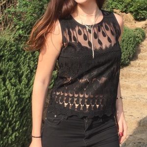 J.O.A black lace see through top (Size S)